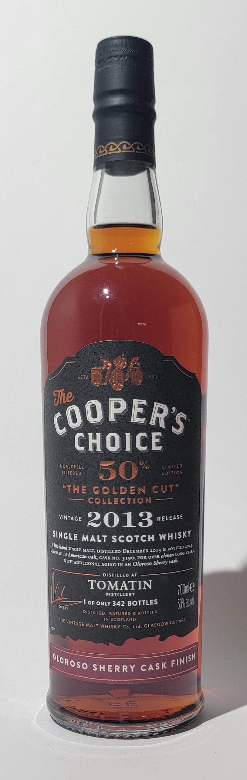 Falsche auf weißem HIntergrund - Cooper's Choice Tomatin - Oloroso Sherry Finish