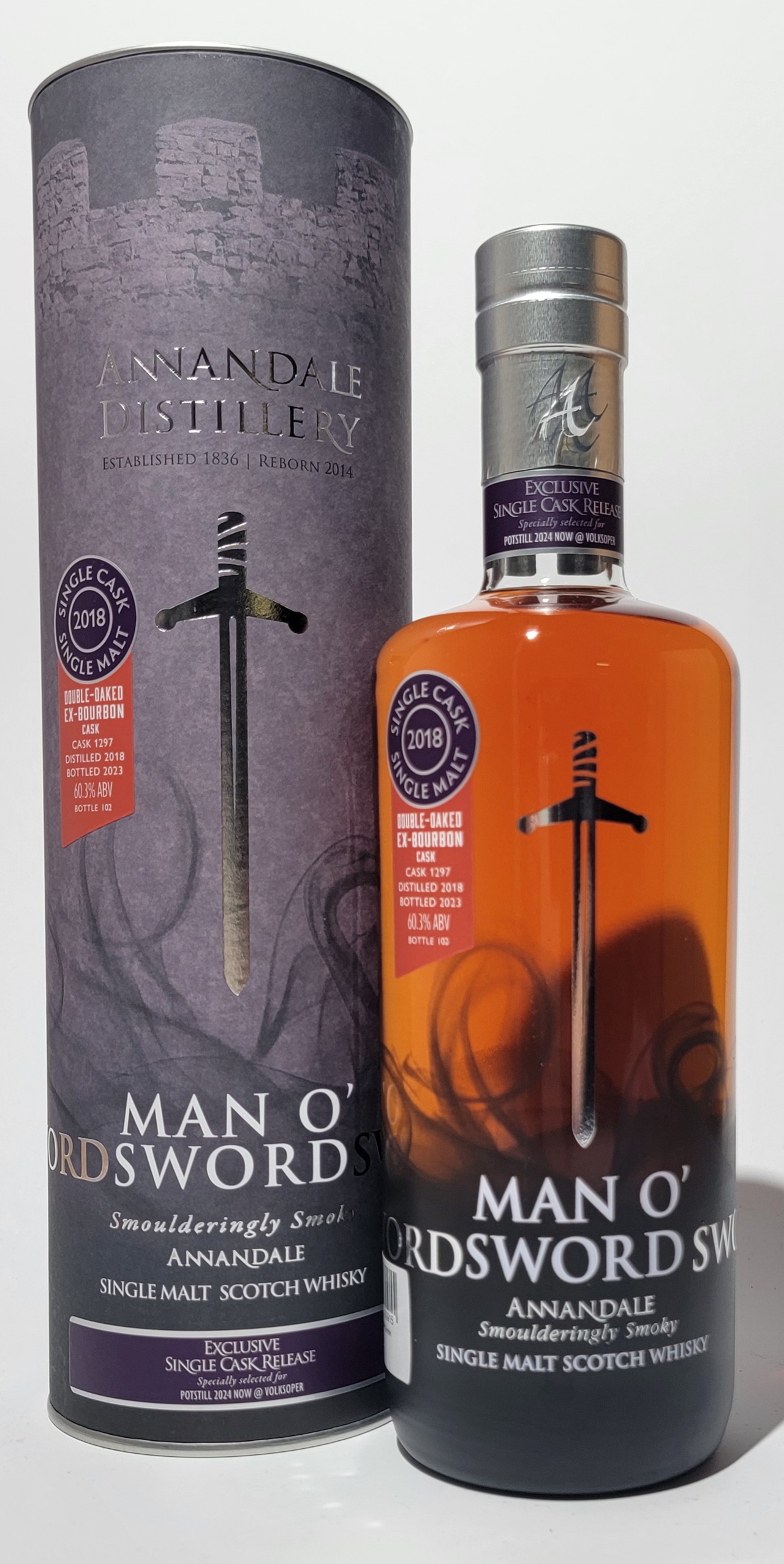 Annandale MAN O´SWORD Double Oak Ex-Bourbon Cask 1297( 2018) 'Potstill @ Volksoper'