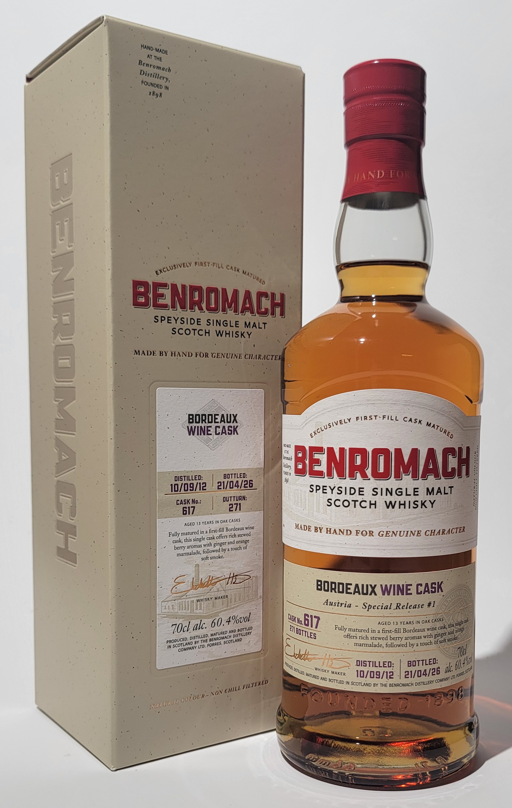 Benromach 'Bordeaux Wine Cask' 2012 13 Years Old Single Cask °617