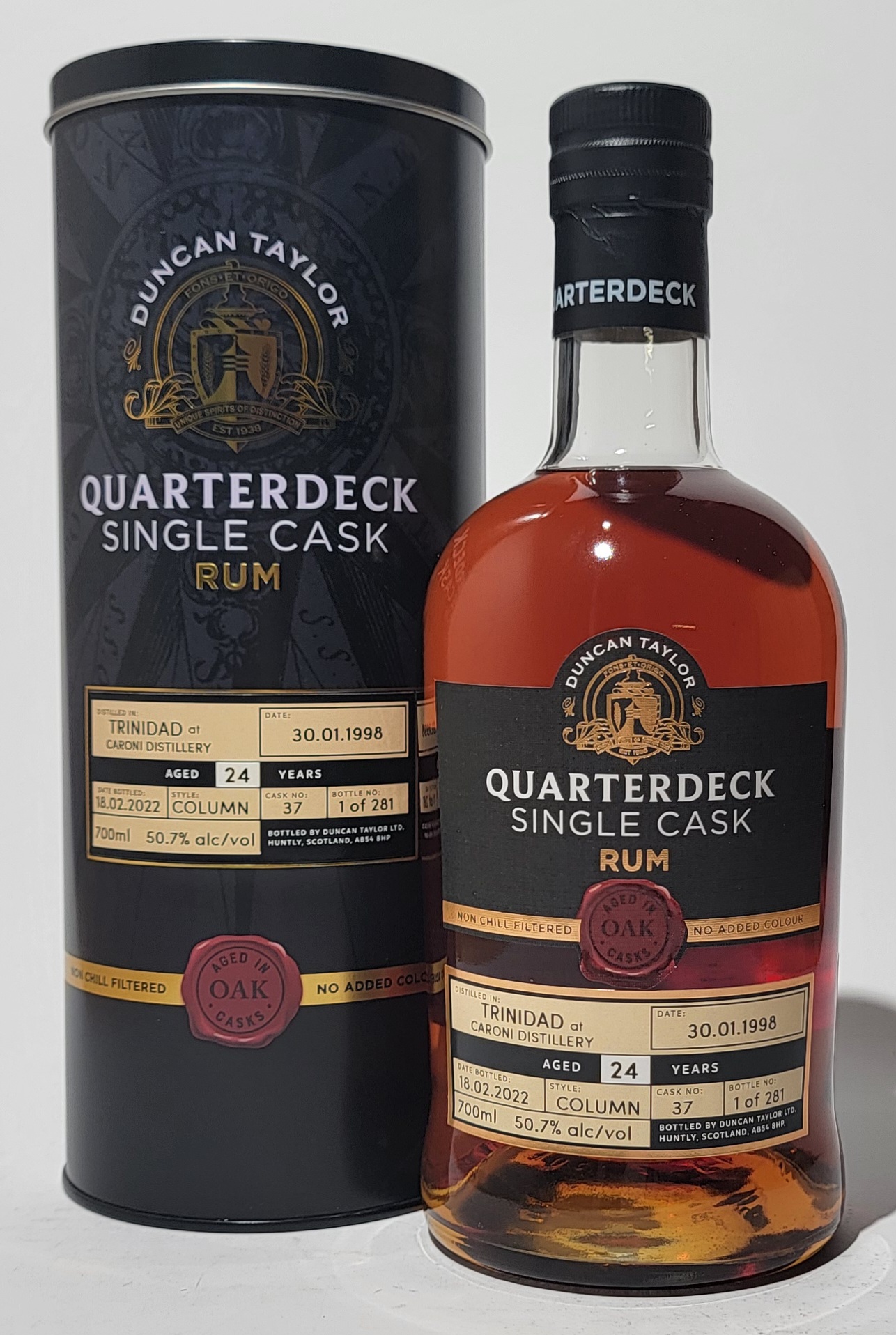 Duncan Taylor 'Quarterdeck Single Cask' Trinidad Caroni Rum 1998 24 Years Old