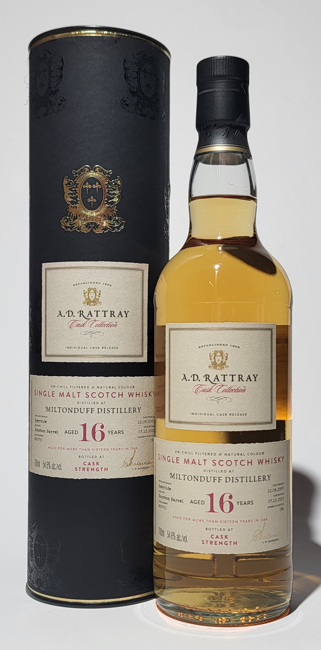 A.D. Rattray 'Cask Collection' Miltonduff 2007 16 Years Old