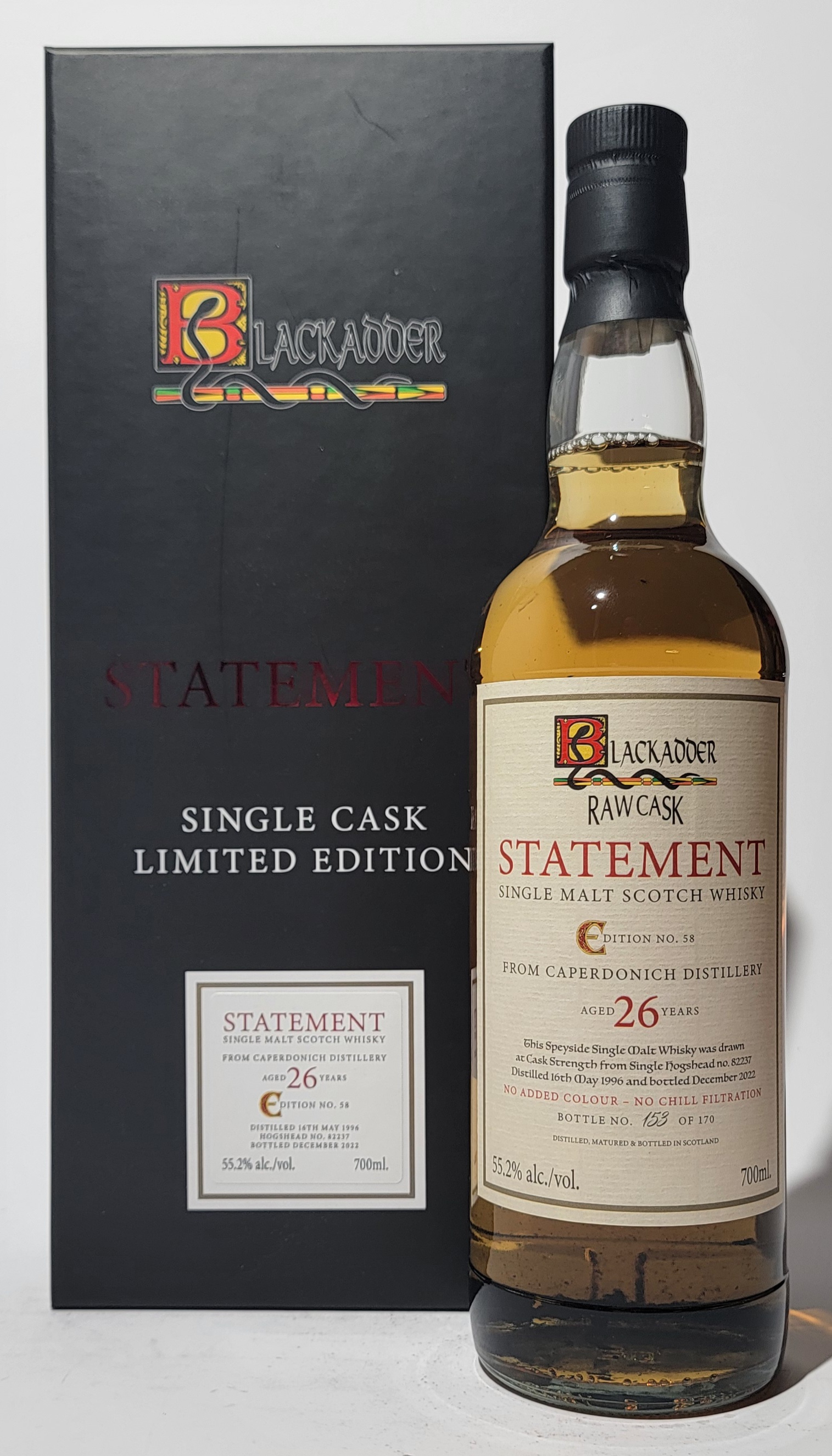 Blackadder Raw Cask 'Statement' Caperdonich 1996 26 Years Old